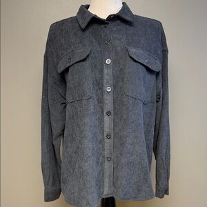 Velvet Heart Utility Button Shirt Light Grey XL Lightweight Overshirt